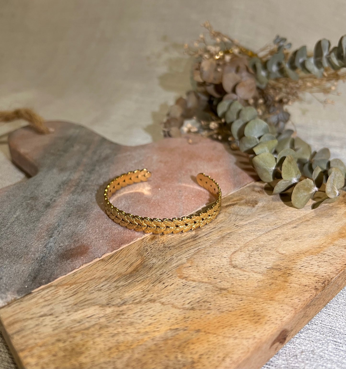 Tenerife Gold Leaf Olive Branch Bangle