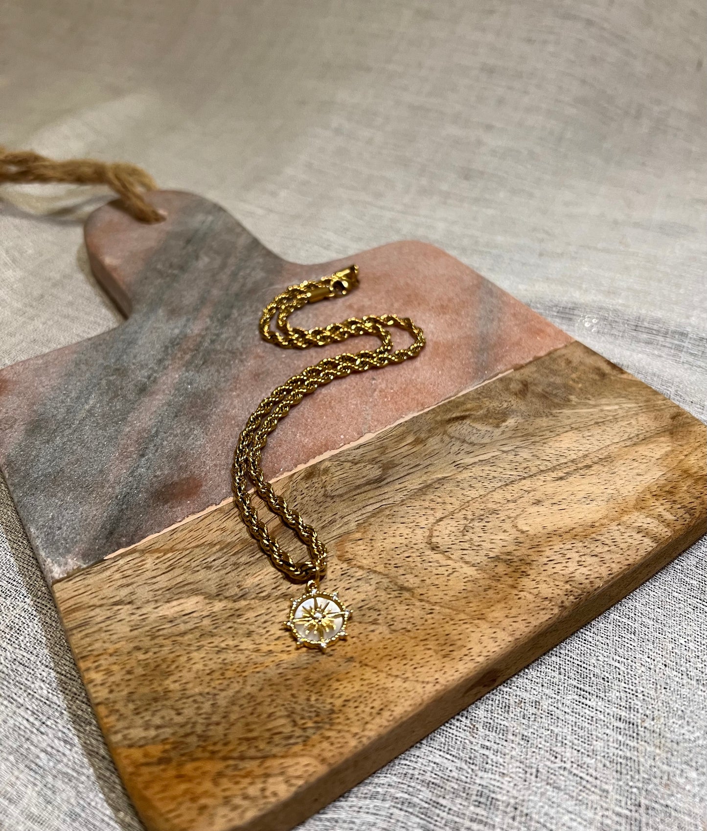 Sydney White Shell Star Pendant Rope Chain Necklace