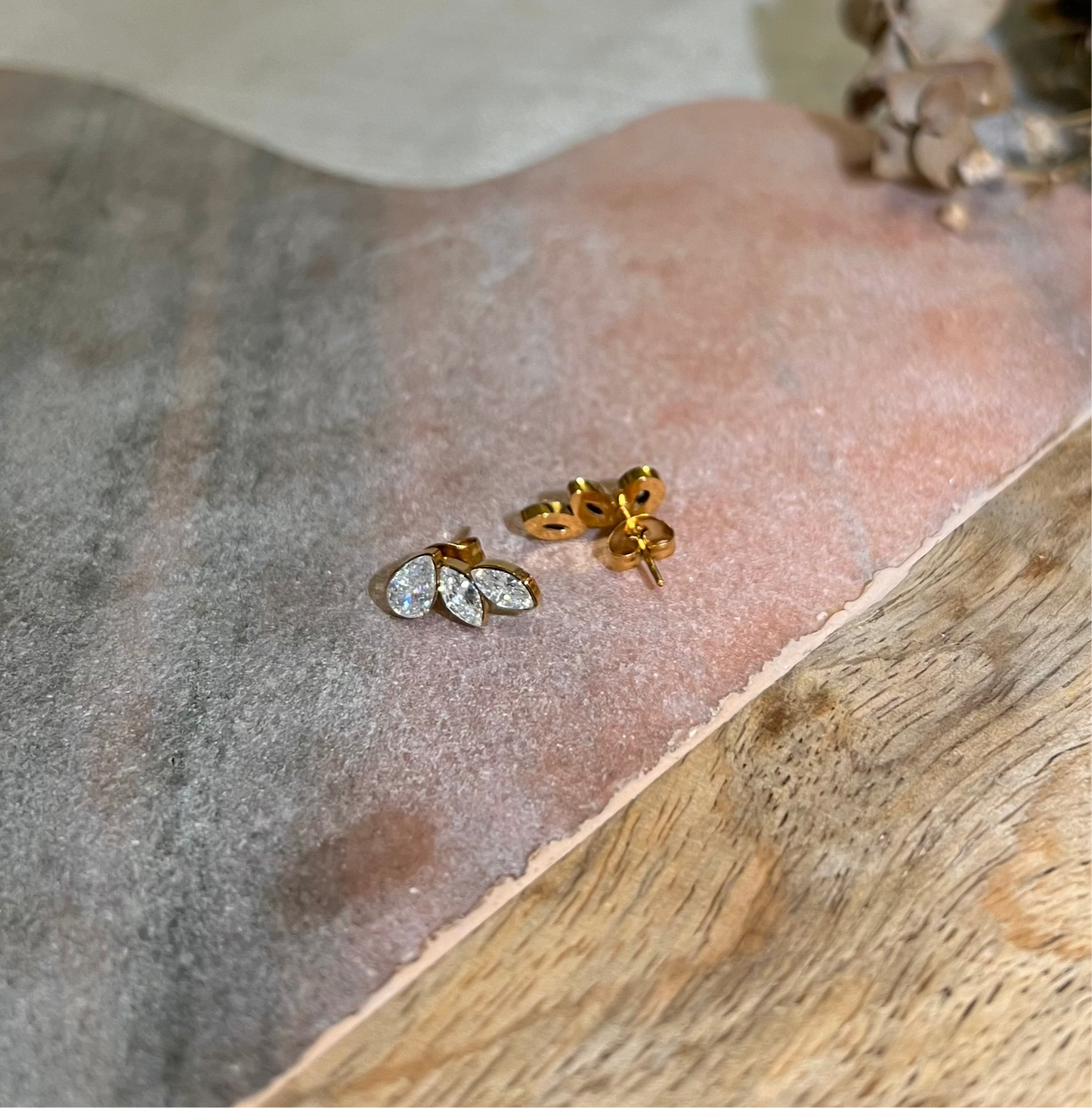 Saint Tropez Silver Crystal Angel Wings Gold Stud Earrings