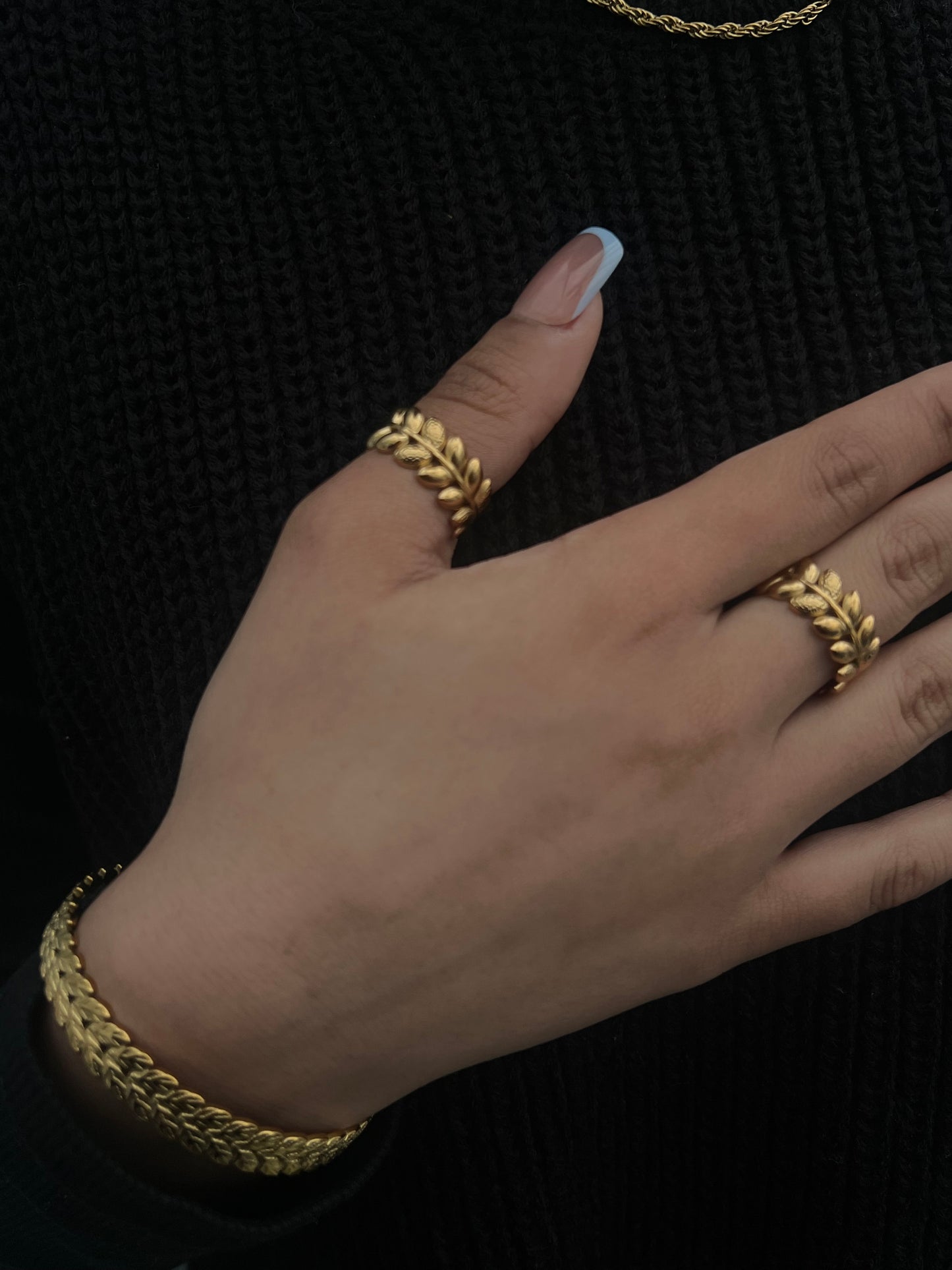 Tenerife Gold Leaf Olive Branch Bangle