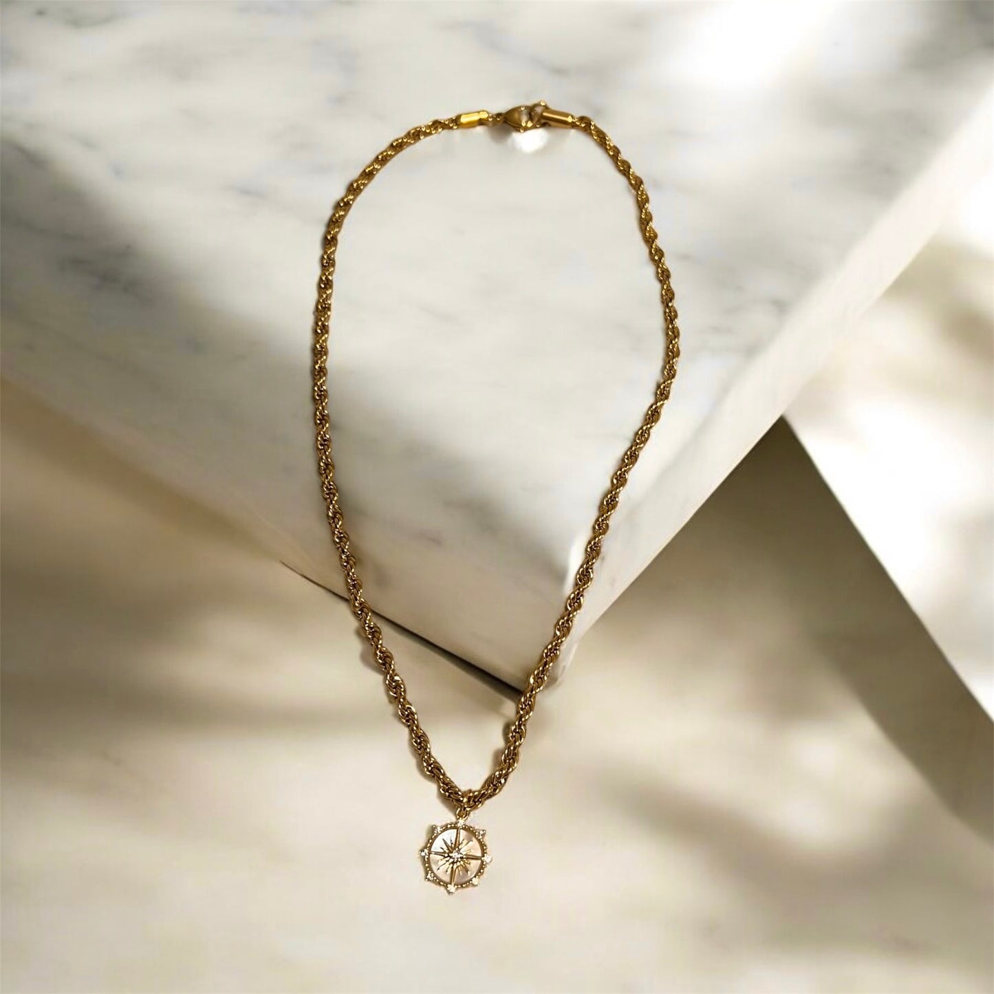 Sydney White Shell Star Pendant Rope Chain Necklace