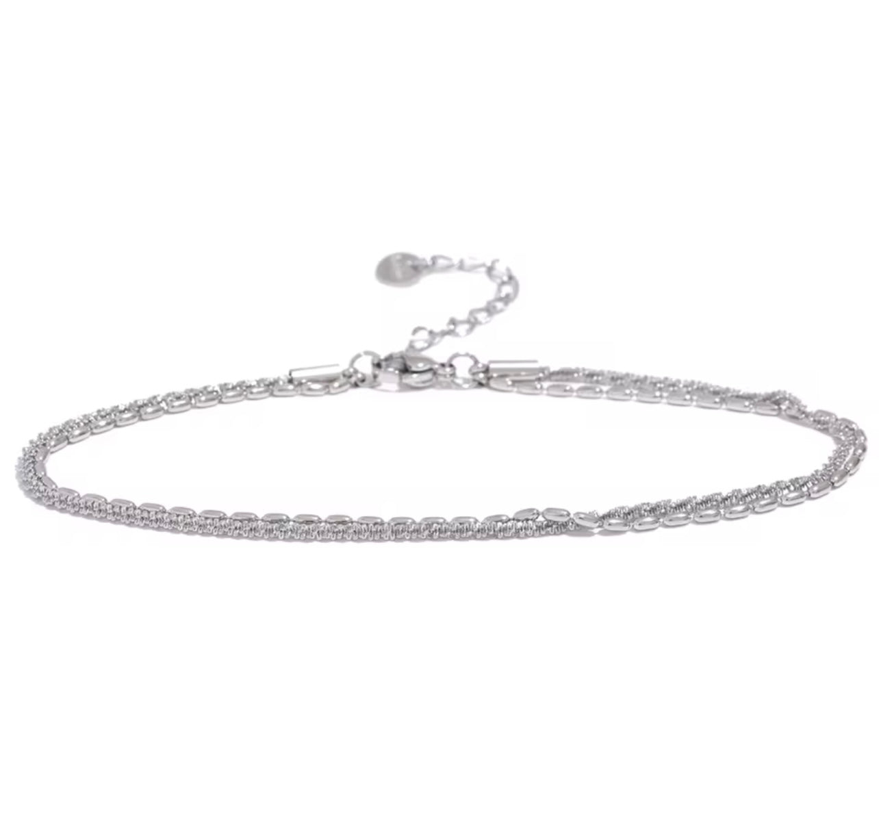 Monaco Silver Double Layer Thin Anklet