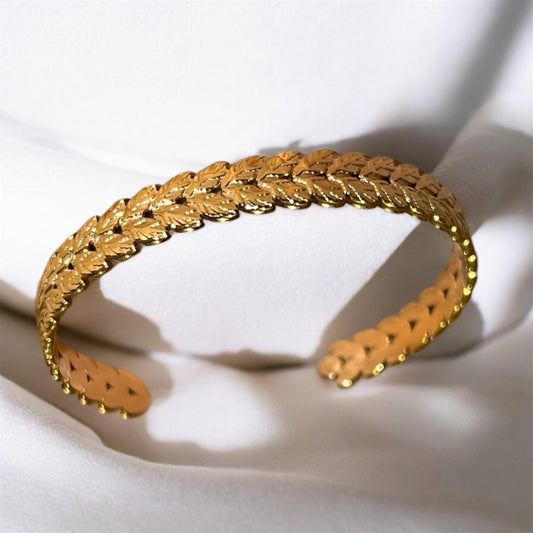 Tenerife Gold Leaf Olive Branch Bangle