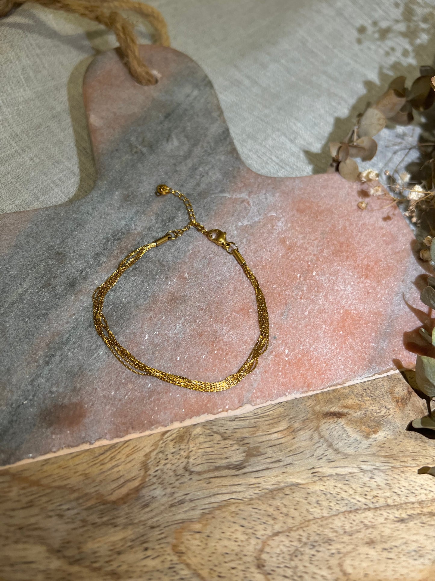Bali Gold Five Layer Thin Chain Bracelet