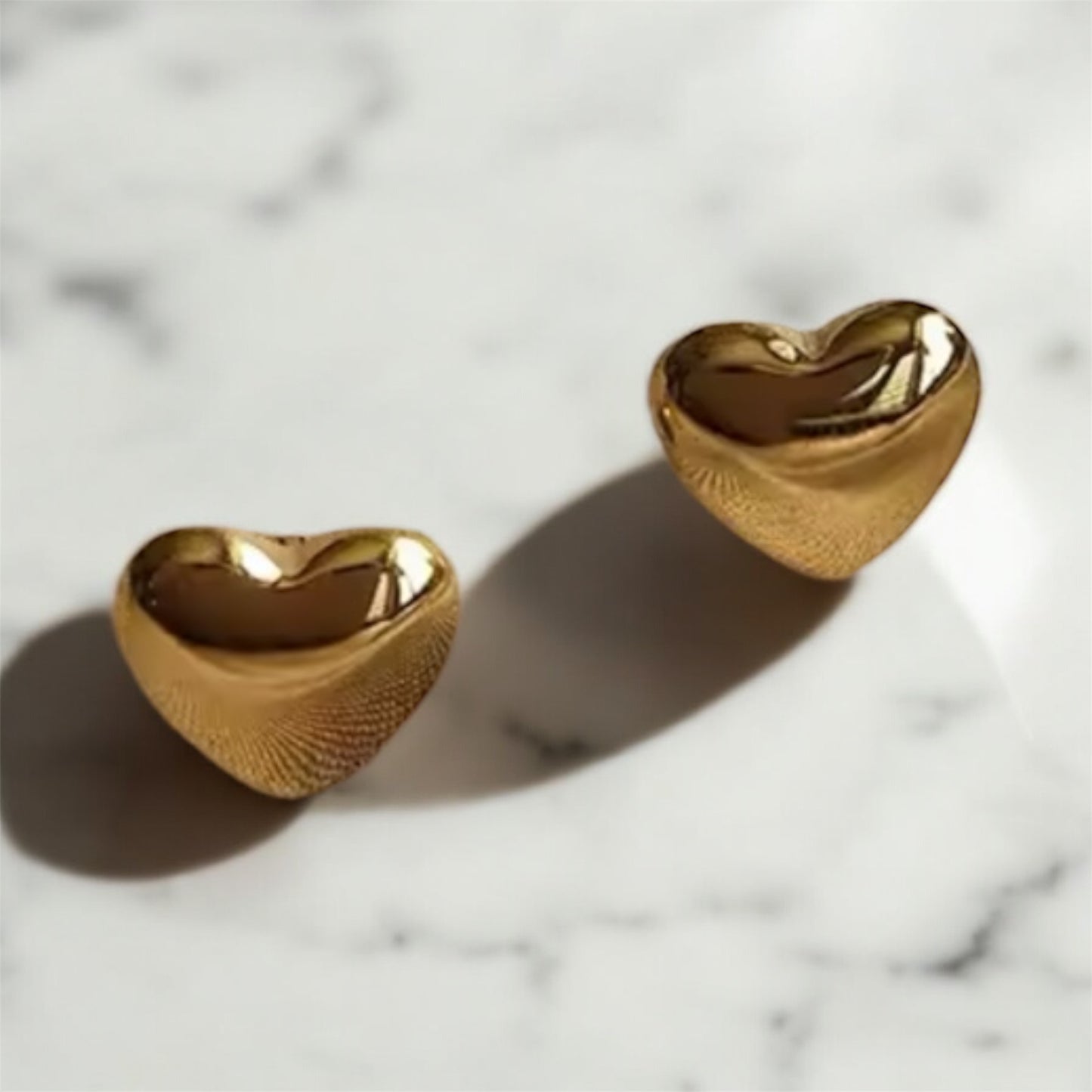 Marbella Dainty Gold Bubble Heart Stud Earrings