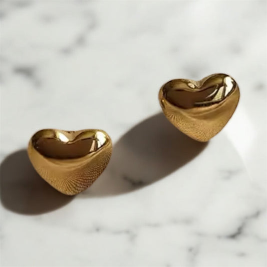 Marbella Dainty Gold Bubble Heart Stud Earrings