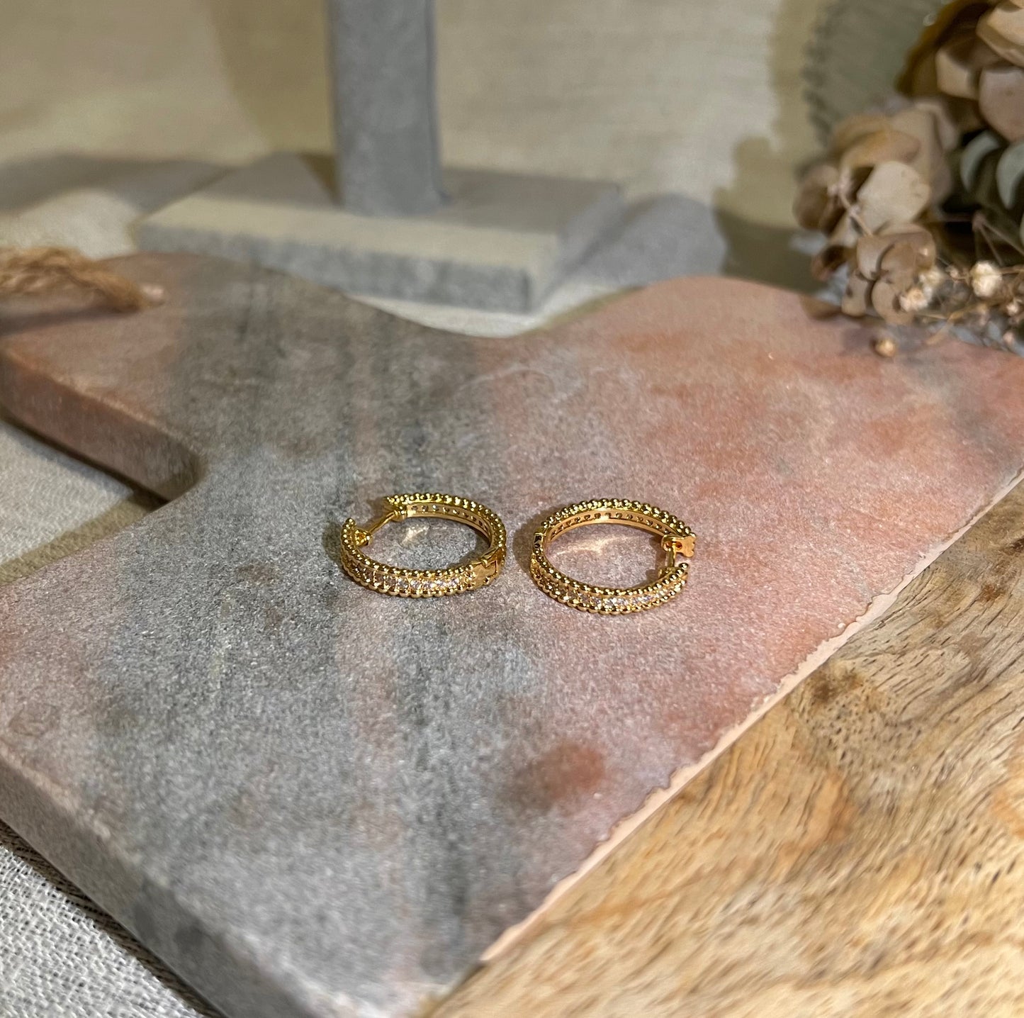 Buenos Aires Medium Pavé Crystal Textured Hoop Earrings