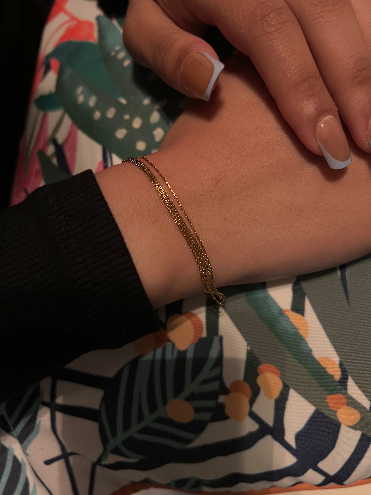 Bali Gold Five Layer Thin Chain Bracelet