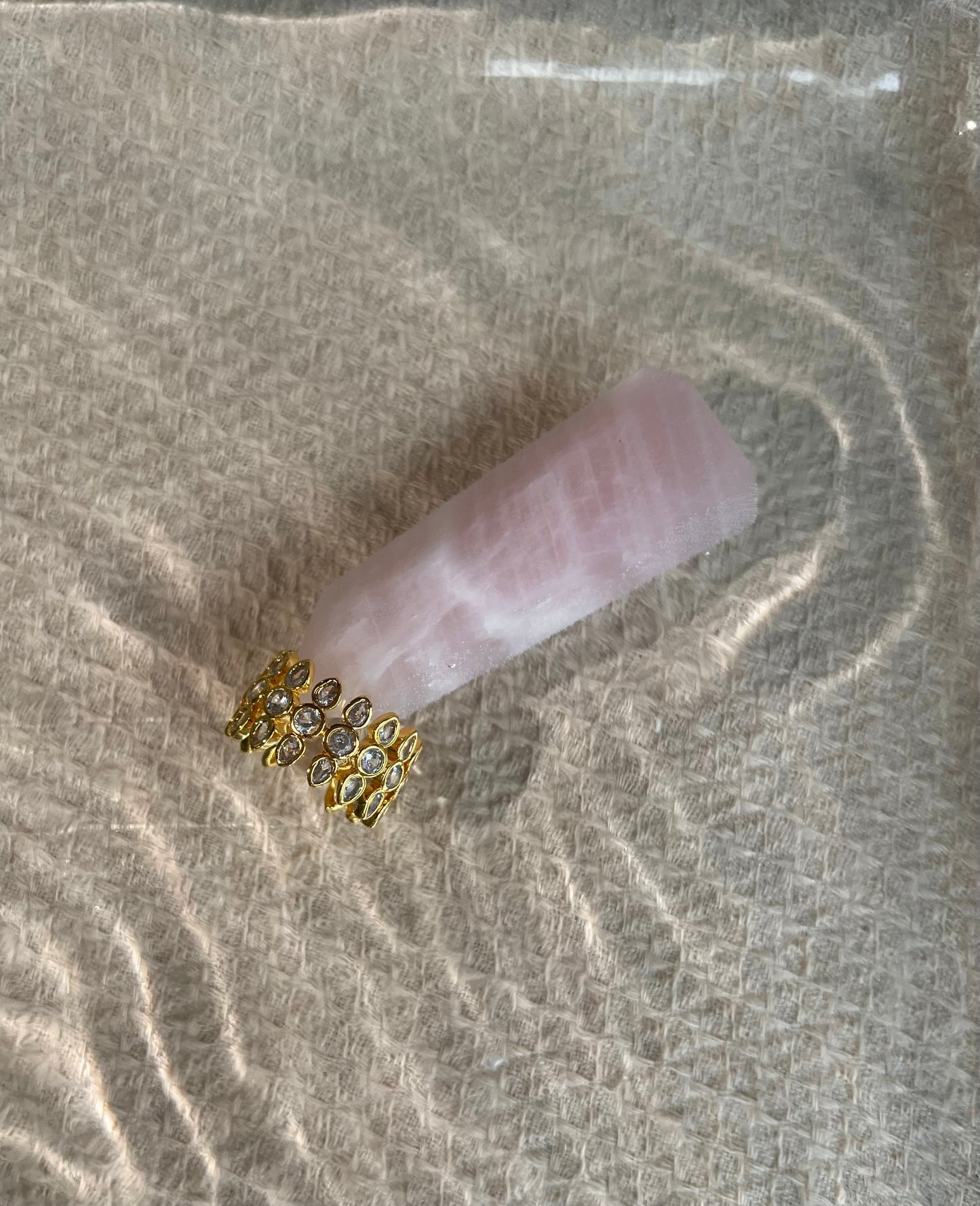 Doha Crystal Triple Band Gold Ring