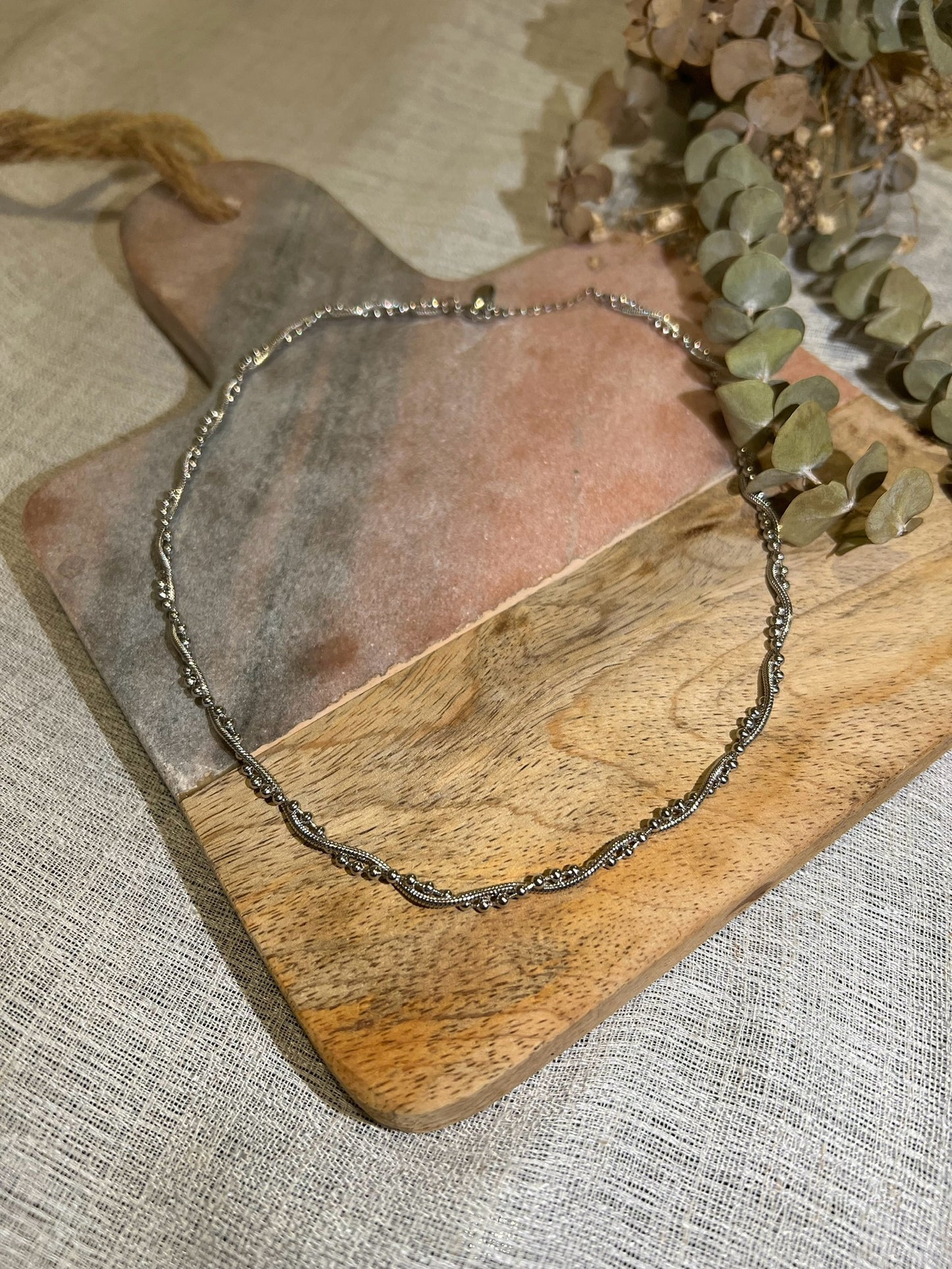 Milan Double Twisted Bead & Snake Chain Necklace