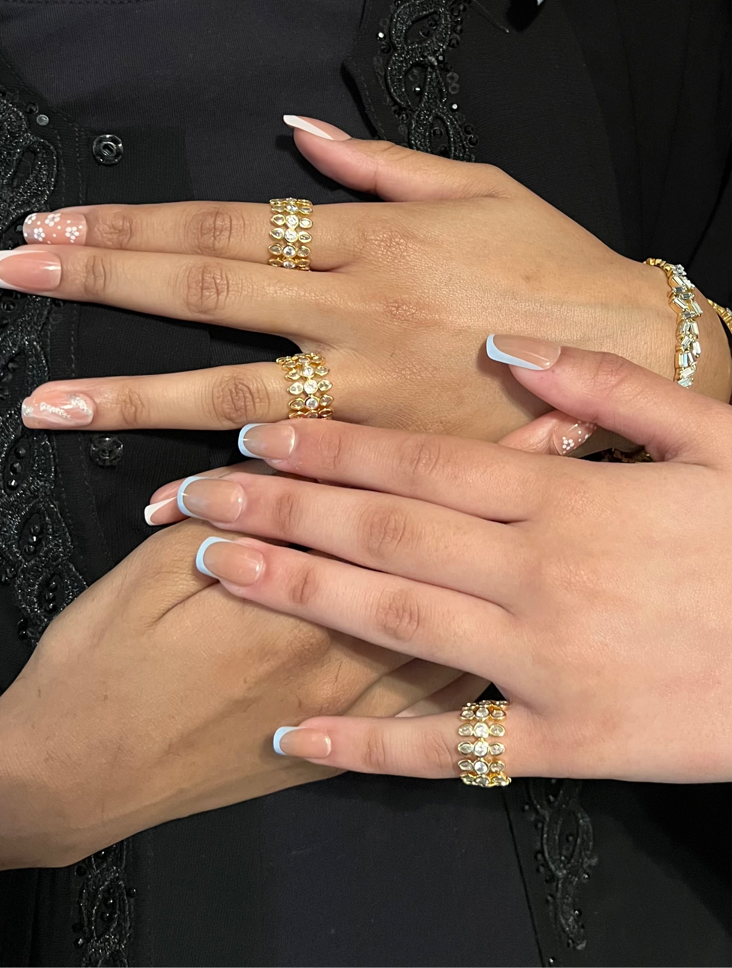 Doha Crystal Triple Band Gold Ring