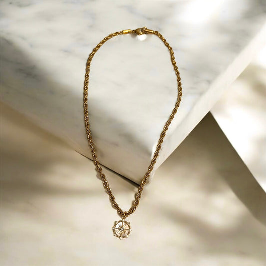 Sydney White Shell Star Pendant Rope Chain Necklace
